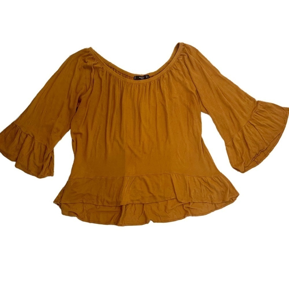 🛍 Mango Peplum Style Off The Shoulder Mustard Top